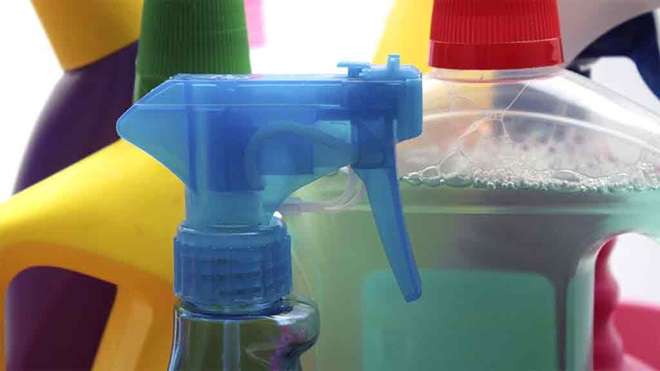 colourful spray bottles